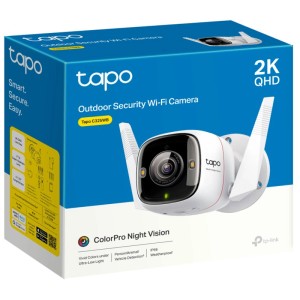 Tapo C325WB Netzwerkkamera für Aussen, Nachtsicht, weiss, mit Verpackung.