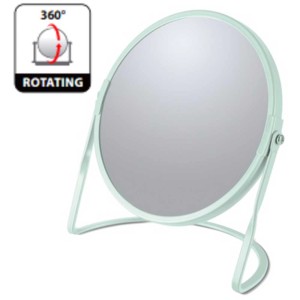 Specchio cosmetico Spirella Akira, verde ghiaccio opaco, specchio da tavolo girevole con ingrandimento.