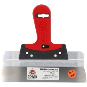 Spatule à surface large de 250 mm avec manche rouge pour travaux de plâtrage, murs et sols.