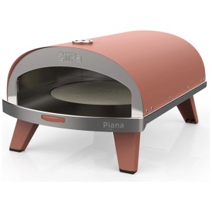 Ziipa Piana Gas Pizzaofen in Terrakotta mit Edelstahl-Details.