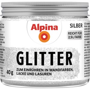 Glitter creativo Alpina argento 40g per pitture decorative, da miscelare nella pittura.
