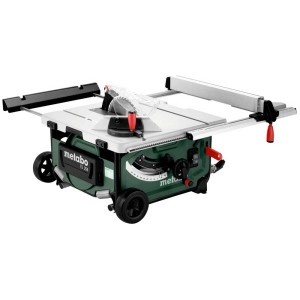 Scie circulaire sur table Metabo TS 254 avec support, mobile et compacte.