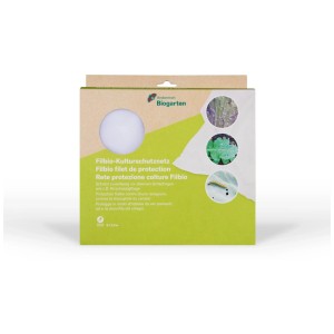 Filet de protection Filbio contre les ravageurs, emballage avec exemples d'application.
