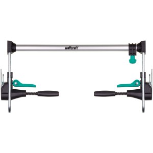 Wolfcraft Kit de montage de cadre de porte Pro, 8 pièces, pour l'installation de cadres de porte. Outil de serrage avec entretoise argentée et éléments noirs.