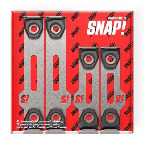 Snap portatarga in acciaio inox, senza cornice, set anteriore e posteriore, 30x8/50x11 cm.