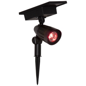 Schwarzer Star Trading Solarstrahler Powerspot aus Metall, 18,5 cm, mit rotem Licht.