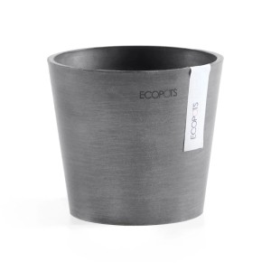 Pot de fleurs gris Ecopots Amsterdam, Ø 13 cm, idéal pour l'intérieur et l'extérieur.