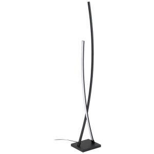 Lampadaire LED moderne Alboraya en noir/blanc, 23W. Lampadaire design pour salon avec lumière blanc chaud.