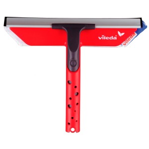 Vileda Profi tergivetro manuale, rosso, con tergivetro e lavavetri per finestre senza aloni.