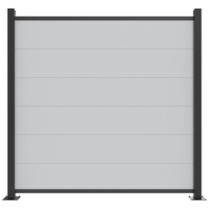 Ensemble de clôture PX Garden Plano, Silver Grey, 6 panneaux. Clôture de jardin avec panneaux gris et cadre foncé.
