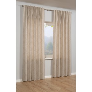 Sciarpa beige Bennetti con nastro per tende, 140x245 cm, tenda oscurante con motivo ornamentale.