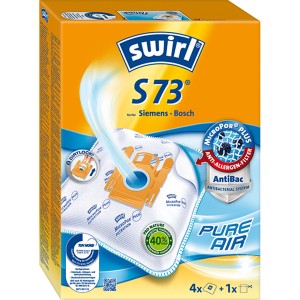 Sacchetti aspirapolvere Swirl S73 MicroPor Plus, 4 sacchetti + 1 filtro, sistema anti-allergeni e AntiBac.