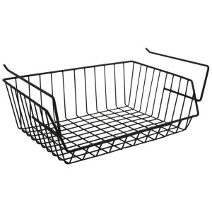 Panier à étagère MSV en acier noir, 17,5x40x27cm, pour étagères de cuisine. Panier suspendu pratique pour plus de rangement.