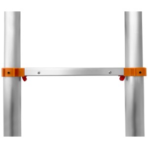 Dettaglio della scala telescopica CarTech ML1026, alluminio, 2.6 m, con elementi arancioni.