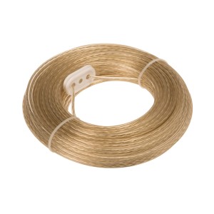 Stendibiancheria a fune metallica Conacord trasparente arrotolato, lunghezza 30 m, con anima in acciaio e rivestimento in PVC.
