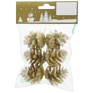 Décoration de Noël : Lot de 6 pommes de pin dorées (4 cm), décoration festive pour Noël.