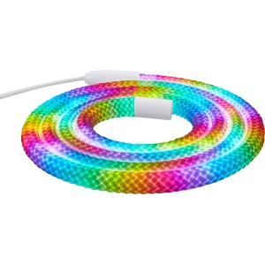 Brilo LED-Gewebeschlauch, 2m, spiralförmig, leuchtet in dynamischen RGBIC-Regenbogenfarben. Dekorativer LED-Streifen.