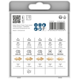 Jeu de lames de scie sauteuse Bosch Basic Wood, 10 pièces, différents types de lames pour bois.