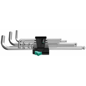 9-teiliger Wera Winkelschlüssel-Satz 950/9 Hex-Plus im Halter, verchromt.
