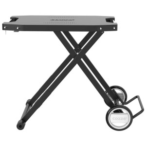 Cozze Klapptisch aus Metall, schwarz, 104,5x62,5 cm, für Outdoorküchen, mit Rädern für einfachen Transport.