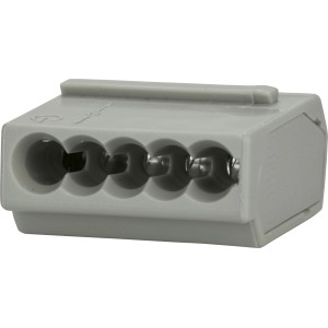 Morsetto grigio a 5 poli per scatola di derivazione per installazione elettrica, set da 100 pezzi.