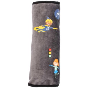 Cartrend Gurtkissen Kids Heroes Grau mit Verkehrszeichen-Motiven für Kinder.