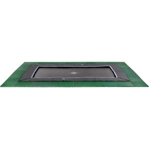 Trampolino interrato rettangolare nero EXIT Dynamic 244x427 cm con piastre di sicurezza Freezone verdi.