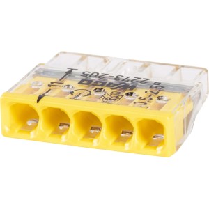 Morsettiera a 5 poli, giallo trasparente, per conduttori da 0,5-2,5 mm².