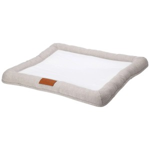 Ensemble de 2 lits pour chien rectangulaires en polyester gris clair, idéal pour les petits chiens et les chats.