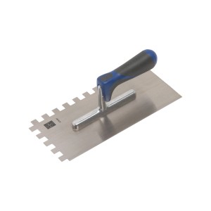 Cazzuola dentata LUX Comfort con denti 12x12 mm per lavori di piastrellatura e incollaggio.