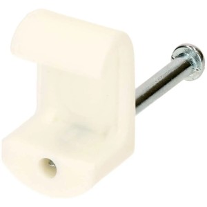 Clip à clou blanc pour câble plat 7x10 mm avec clou en acier, 50 pcs