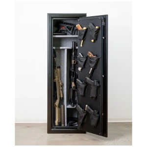 Coffre-fort pour armes longues Paladin Guardian en acier ouvert, pour jusqu'à 10 armes longues et 8 pistolets.