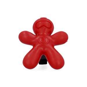 Roter Big Joy Lufterfrischer Cherry Blossom in Form einer Comicfigur mit Clip für die Autopflege.