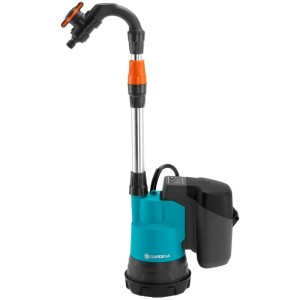 Gardena Pompe de récupération d'eau de pluie sans fil 2000/2 18V P4A Set pour l'arrosage du jardin avec batterie et chargeur.