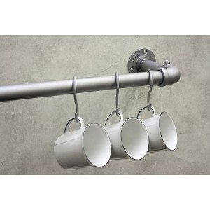 Gardinia Ganci a S Industrial Home, Ø 25mm, Argento, set da 10 per bastoni per tende in stile industriale.