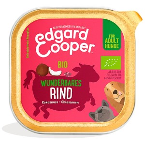 Edgard & Cooper Bio Hunde-Nassfutter Rind, Kokos & Chiasamen für Adult Hunde in 100g Schale.