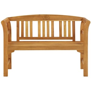 Banc de jardin Acamp Batam en teck, 2 places avec motif de rose sur le dossier, 130x50x80 cm.