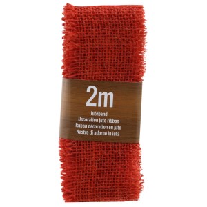 Ruban de jute rouge, 200 cm de long et 6,5 cm de large, pour décorations de Noël.