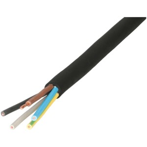 Câble GD noir H05RR-F gaine caoutchouc 5 x 1,5 mm², longueur 10 m.