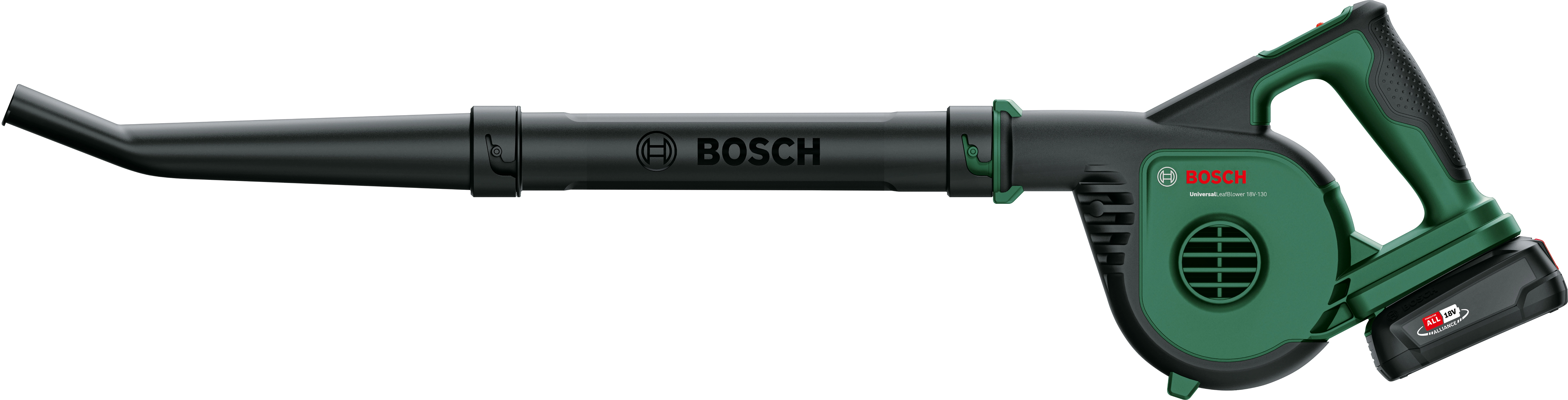 Bosch Power for All Souffleur de feuilles sans fil UniversalLeafBlower 18V-130  (18 V, lithium-ion, vitesse de soufflage: 185 km/h - 245 km/h, avec  batterie)