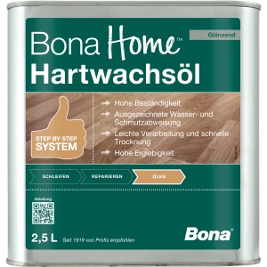 Bona Home Huile Cire Dure brillante, bidon de 2,5 l pour huiles pour bois : protection et entretien des parquets.