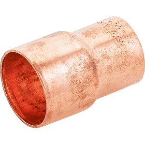 Raccordo a riduzione in rame per saldatura, da 22 mm a 28 mm, per impianti idraulici e di riscaldamento.