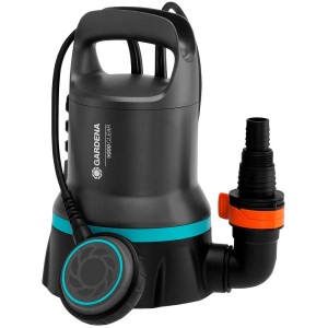 Gardena Pompe submersible eau claire 9000 : Pompe noire avec accent bleu et câble.