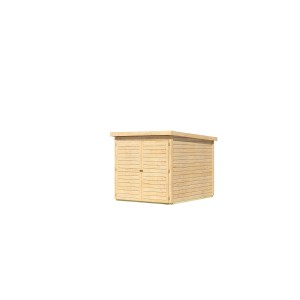 Garage per biciclette Karibu in legno naturale con doppia porta. Ideale per riporre le biciclette.