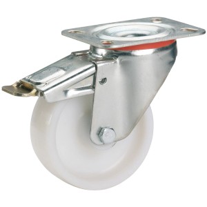 Doerner + Helmer Geräterolle, 10 cm Durchmesser, mit Feststeller. Rolle für Transportboxen und -wagen.