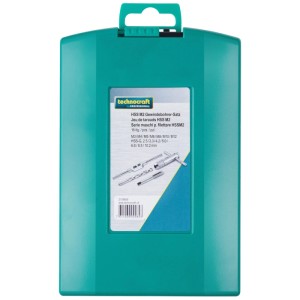 Jeu de tarauds Technocraft HSS-G-M2, 16 pièces dans un coffret vert.