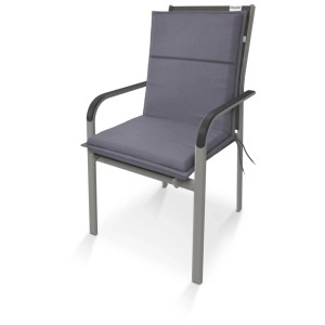Cuscino schienale basso Doppler Life D.5354 grigio chiaro (48x100 cm) su sedia da giardino.