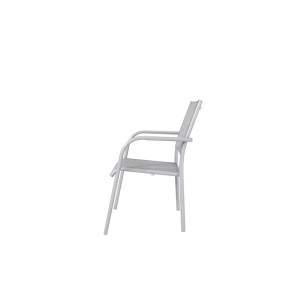 Sedia impilabile Acamp Albergo, grigio platino, alluminio, tessuto traspirante. Sedia da giardino per balcone e patio.