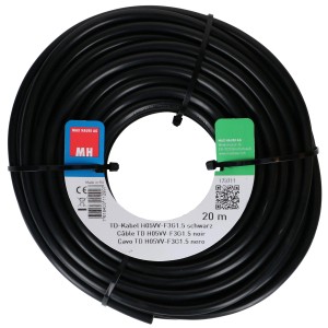 Cavo TD nero H05VV-F, 3x1,5 mm², rotolo da 20 m, tubo flessibile in plastica.