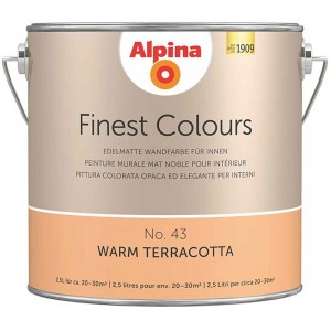 Alpina Finest Colours peinture murale Warm Terracotta, pot de 2,5 l. Peinture mate pour intérieur.